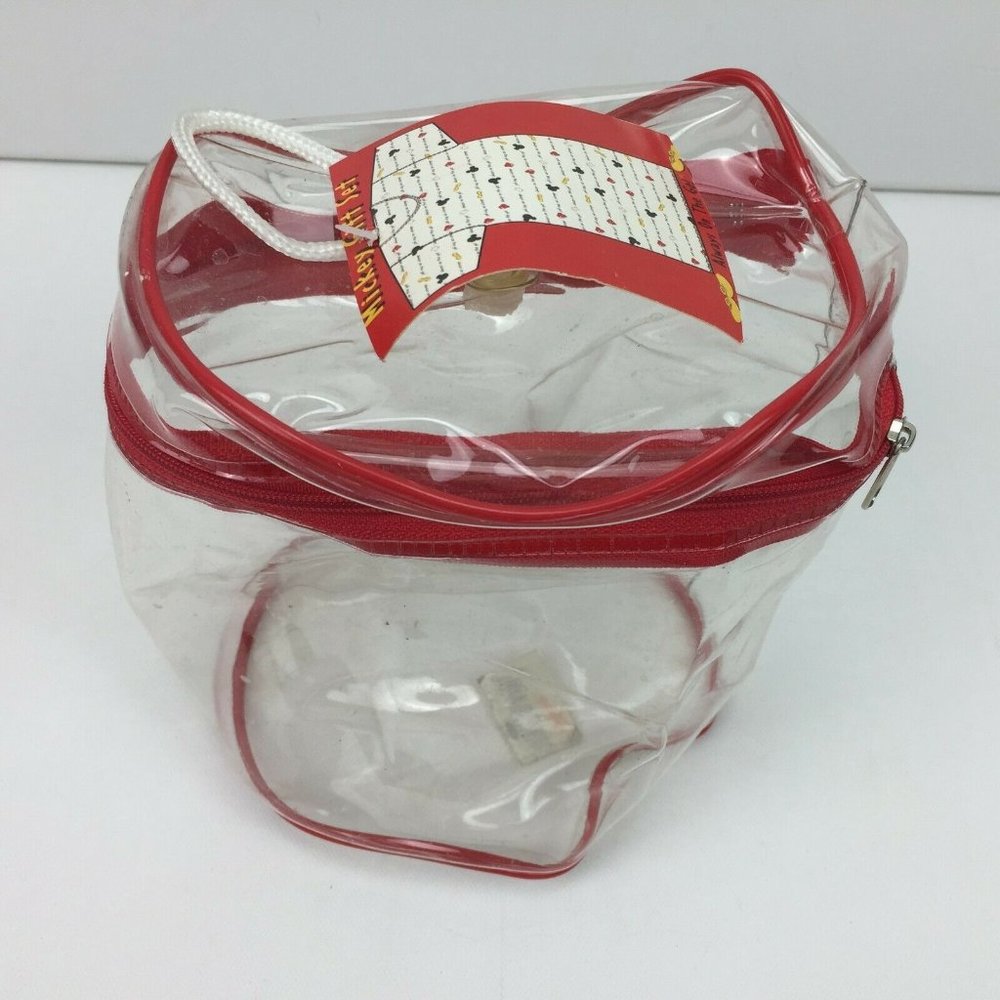 Disney Mickey Gift Set T-shirt Gift Plastic Container Original Tag Red Clear